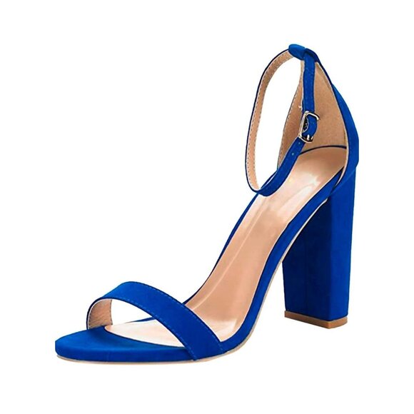 Bamboo Womens Blue High Heel Sandals Size 10 Open Toe Adjustable Strap - Picture 2 of 16